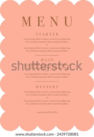 Menu card. Luxury dinner menu. Menu price list for restaurant, cafe, coffee shop vector template, wedding or other holiday. 