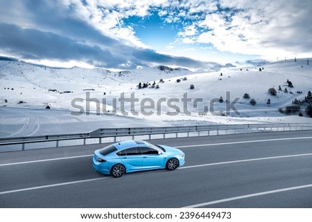 Similar – Image, Stock Photo curved road in snowy landscape