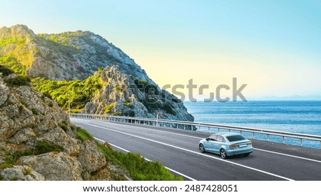 Similar – Image, Stock Photo car on the road, speed limit, mode of transport