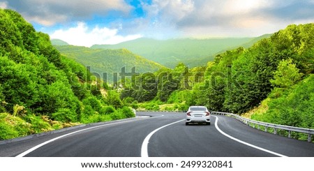 Similar – Image, Stock Photo car on the road, speed limit, mode of transport