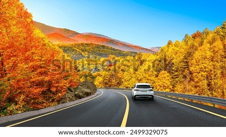 Similar – Image, Stock Photo car on the road, speed limit, mode of transport