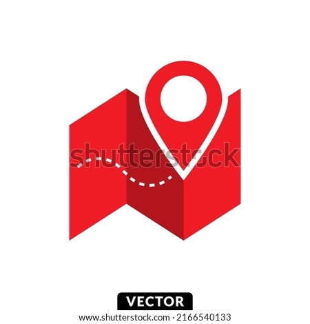 Red location point pin on the map, Vector.