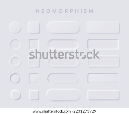 White button Neumorphism design elements vector set, Button and Element for UI Web design or Application UI Design.