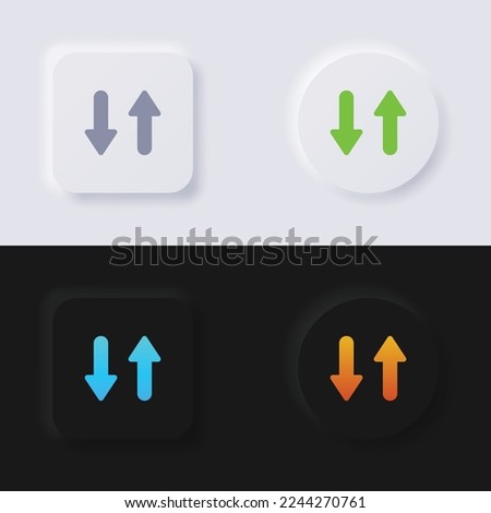 Up and Down arrow icon set, Multicolor neumorphism button soft UI Design for Web design, Application UI and more, Button, Vector.