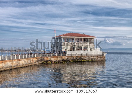 ISTANBUL, TURKEY - 10th of April 2014: Restaurant on the water in  Kadikoy district on 10th of April 2014 in ISTANBUL, TURKEY