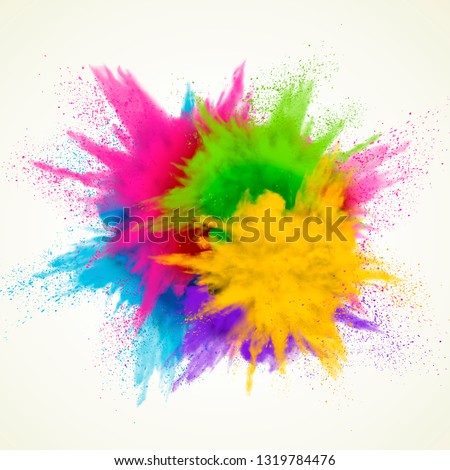 Colorful powder explosion effect on white background Photo stock © 