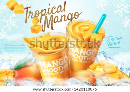 Similar – Foto Bild Mango-Smoothie auf blauer Farbe. Sommerliches Getränk. Mangoshake mit Strohhalm