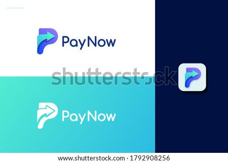 Pay now logo set with single arrow design, concept of e-commerce, fast online payment and crypto wallet