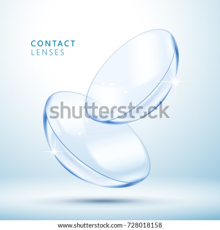 Contact lenses template, clear and close up look at contact lens in 3d illustration