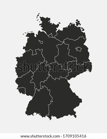 Germany map isolated on white background. Germany map with regions, states. Vector template.