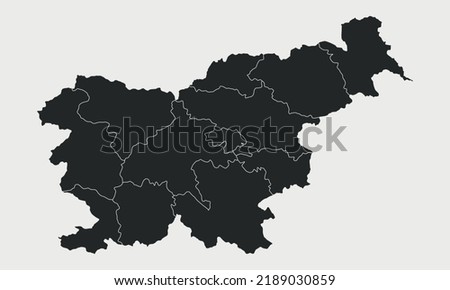 Slovenia map with regions isolated on white background. Outline Map of Slovenia. Vector illustration
