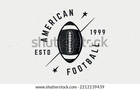 American football logo, emblem, label. Football emblem with ball icons. Print for t-shirt, typography. Emblem, poster templates. Vector illustration