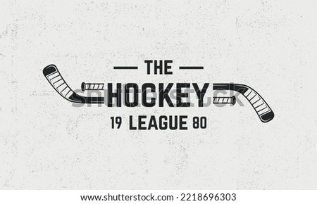 Ice Hockey league. Vintage hockey emblem with hockey cues. Logo template for team, club, league, tournament. Vector illustration