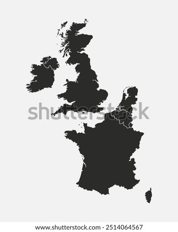 Western Europe map. High detailed. Vector illustration