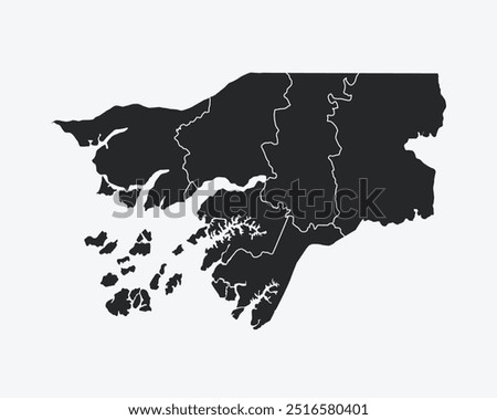 Guinea Bissau map with regions isolated on white background. Map of Guinea Bissau. Vector illustration