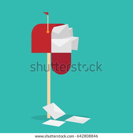 full mailbox with envelope drop on the ground.vector illustration