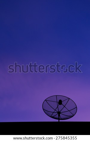 satellite dish on twilight background.communication technology network equipment