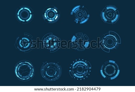 Abstract Technology Circle Set Use For Interface Graphic Design Elements Motion Modern Technological Retouching Video Motion.Editable Stroke