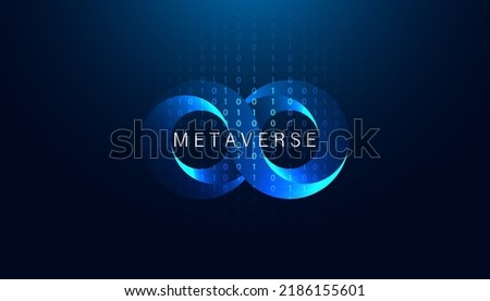 Abstract infinity symbol Metaverse Visual Reality Blue Background Blockchain Technology Interface Meta Environment