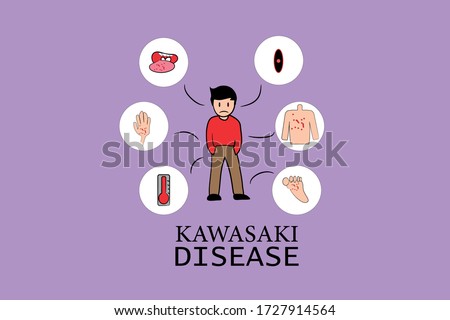 Illustration vector: kawasaki disease symptom, health and medical infographic