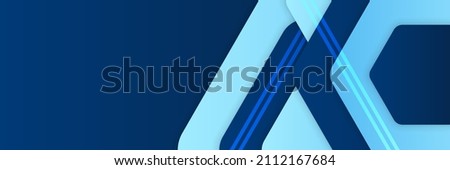 Hexagon Tech Light Blue Abstract Memphis Geometric Wide Banner Design Background ストックフォト © 