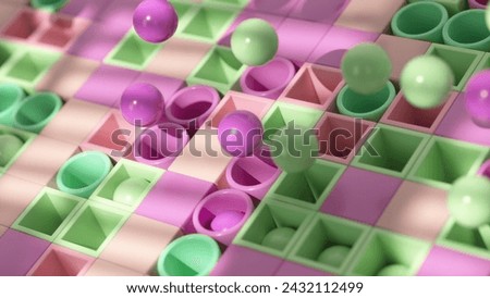 Similar – Image, Stock Photo Pink satisfying minimal pattern 3d render, abstract geometric background, colorful constructor,isometric wallpaper,modern trendy style, dynamic design element in motion.