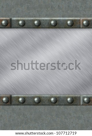 Grunge background with metal frame and rivets
