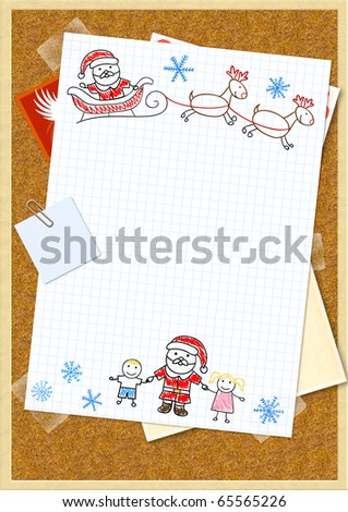 Letter to Santa Claus. Horizontal background
