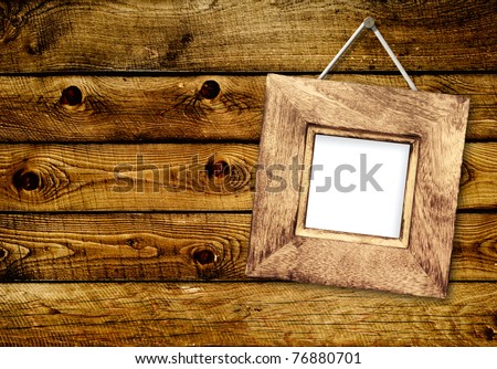 Retro wooden frames on wall - collage