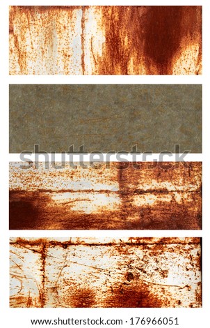 Collection of banners with rusty metal texture