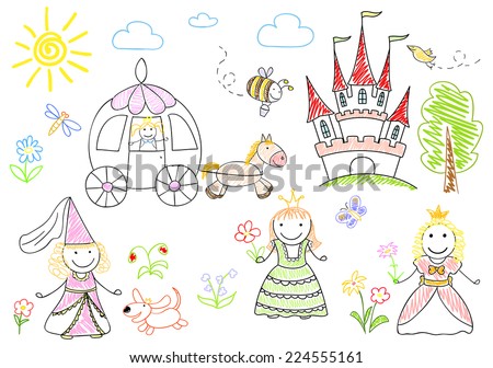 Similar – Image, Stock Photo Child draws a princess II with pens