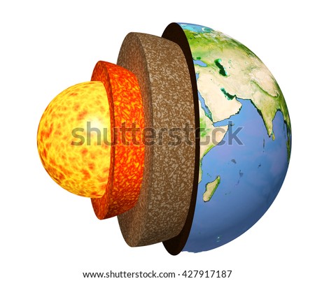 Structure Of The Earth. Model Isolated On White Background. Elements Of ...