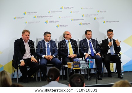 KIEV, UKRAINE, September 14, 2015: Anders Aslund - leading specialist on economics and politics of Eastern Europe - presents new book 