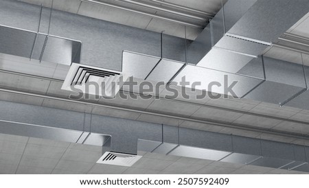 Similar – Image, Stock Photo Air Condition Ventilation System Green Grass Ecology. Building Roof. Industrial Air system of ventilation and Air conditioning. Aerial Shot.