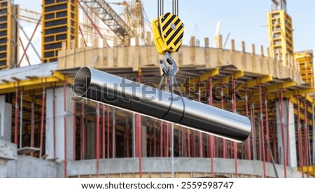 Image, Stock Photo pipeline, steel tower and building