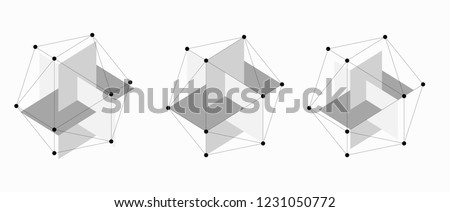 dodecahedron abstract shape . Blockchain framework isometric illustration