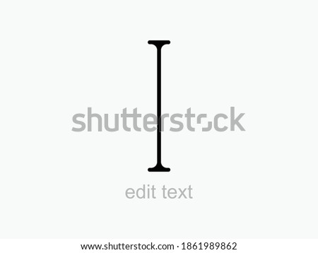 Text edit cursor pointer. Font input symbol and editing of textual web information black direction sign for typing outline image of elongated vertical line with horizontal dashes vector ends.