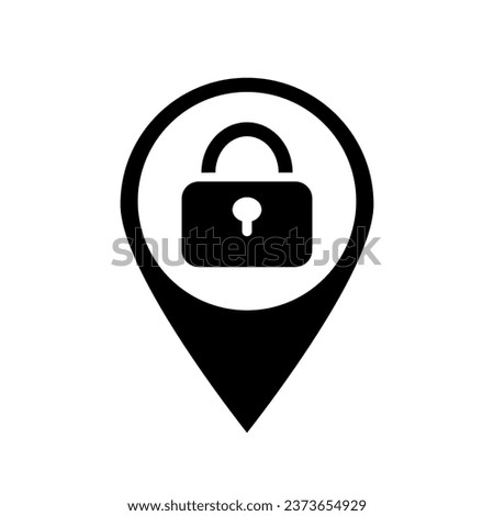 map pin lock closed black vector icon