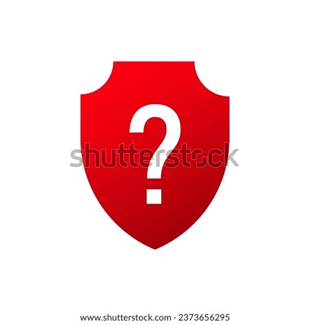 Shield question mark icon. Red protection faq icon