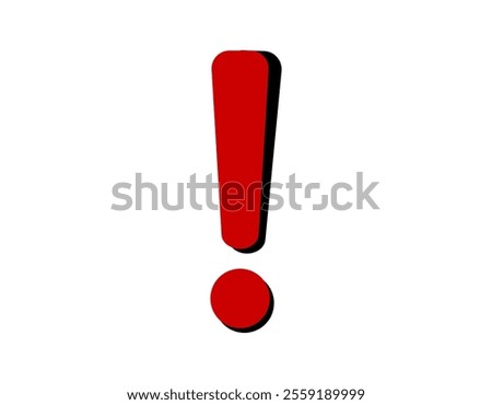 Vibrant red exclamation mark icon centered on a white background, signifying importance or alert.