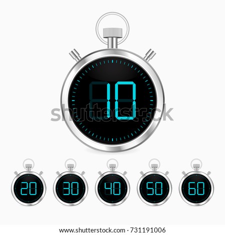 3d realistic stopwatch vector clock chrome timer