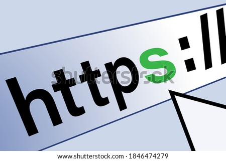 Secure https connection and block the sign on the navigation bar. The security concept of the browser and the network.