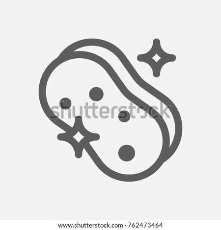 Cleaning sponge icon line. Isolated symbol on cleaning topic with washing sponge, cleanser and soap meaning cleaning sponge icon vector illustration.