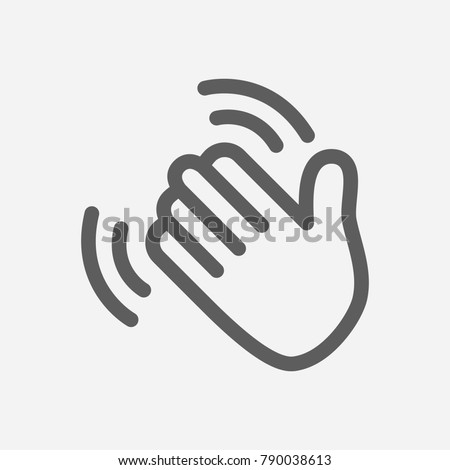 Hand waving icon line symbol. Isolated vector illustration of goodbye gesture sign concept for your web site mobile app logo UI design.