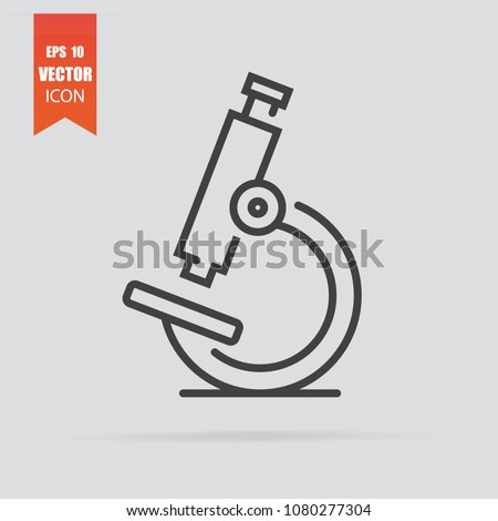 Microscope icon in flat style isolated on grey background. For your design, logo. Vector illustration.