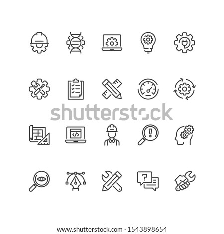 Set of engineering icons in line style. For your design, logo. Vector illustration.