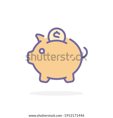 Piggy bank icon in filled outline style. For your design, logo. Vector illustration.