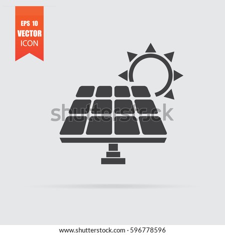 Solar panel icon in flat style isolated on grey background. For your design, logo. Vector illustration.