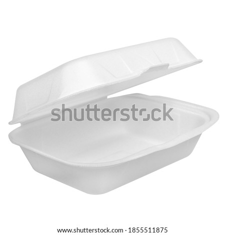 Similar – Image, Stock Photo Styrofoam box with food from snack bar on shimmering satin bed sheet