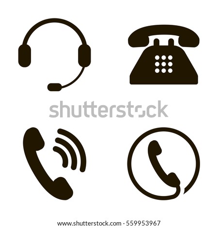 Call Center Phone Headphone icons set